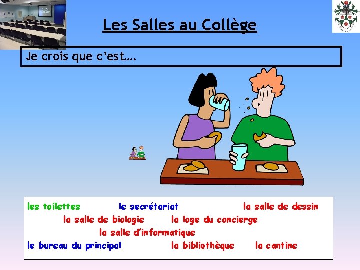 Les Salles au Collège Je crois que c’est…. les toilettes le secrétariat la salle