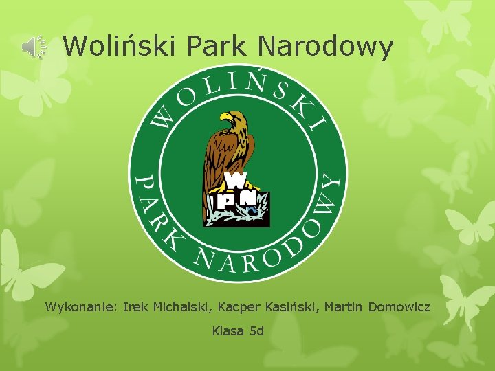 Woliński Park Narodowy Wykonanie: Irek Michalski, Kacper Kasiński, Martin Domowicz Klasa 5 d 