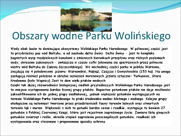 Obszary wodne Parku Wolińskiego 