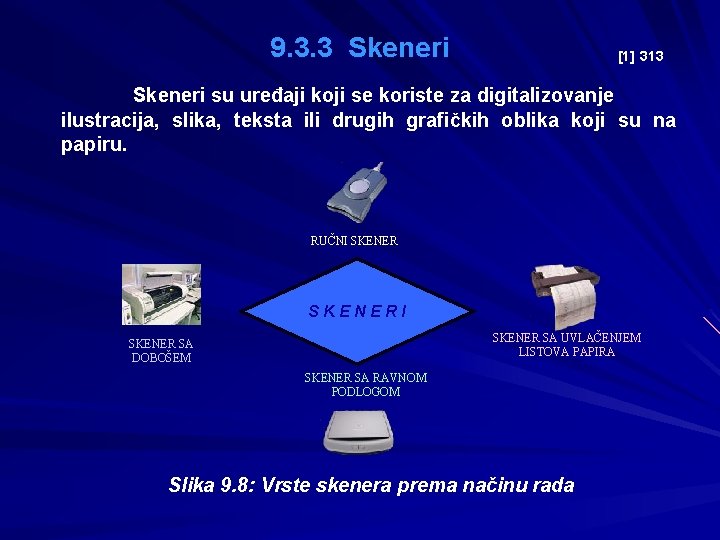 9. 3. 3 Skeneri [1] 313 Skeneri su uređaji koji se koriste za digitalizovanje