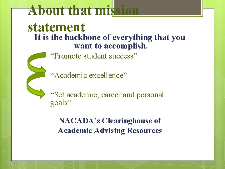 About that mission statement It is the backbone of everything that you want to