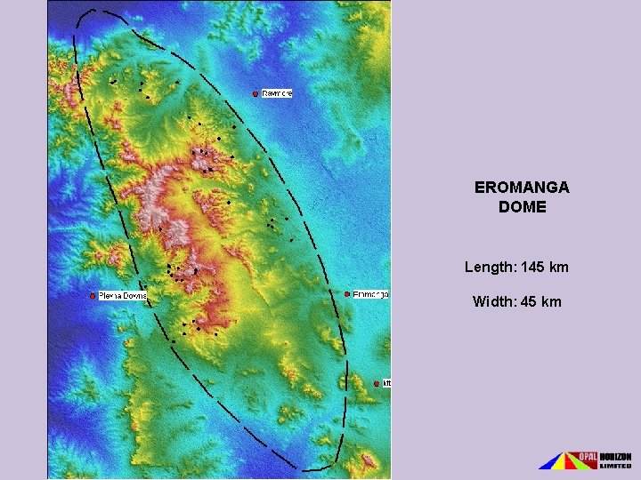 EROMANGA DOME Length: 145 km Width: 45 km 