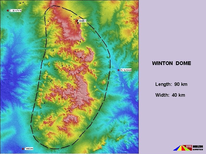 WINTON DOME Length: 90 km Width: 40 km 