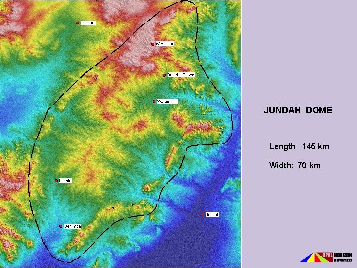 JUNDAH DOME Length: 145 km Width: 70 km 