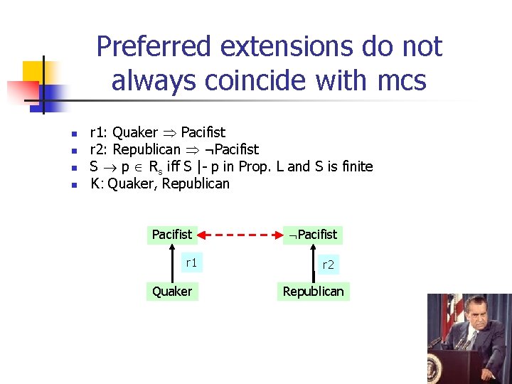 Preferred extensions do not always coincide with mcs n n r 1: Quaker Pacifist