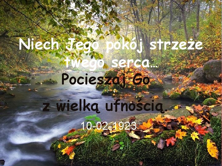 Niech Jego pokój strzeże twego serca… Pocieszaj Go z wielką ufnością. 10 -02 -1923
