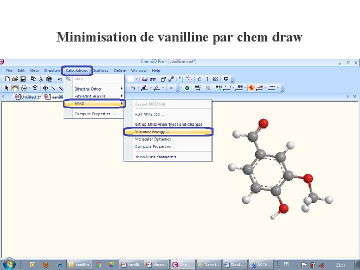 Minimisation de vanilline par chem draw Minimisation de vanilline par chem draw