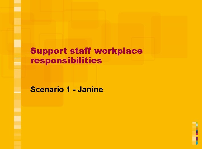 Support staff workplace responsibilities Scenario 1 - Janine 