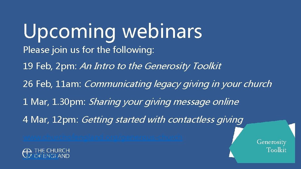 Upcoming webinars Please join us for the following: 19 Feb, 2 pm: An Intro