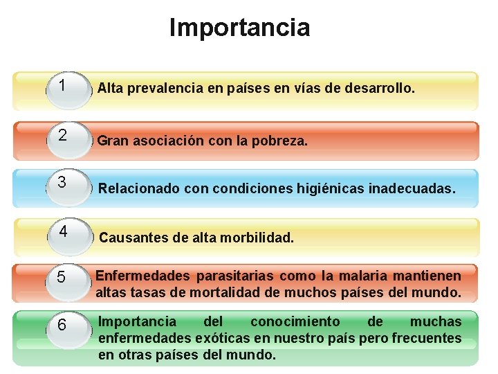 Importancia 1 Alta prevalencia en países en vías de desarrollo. 1 2 Gran asociación