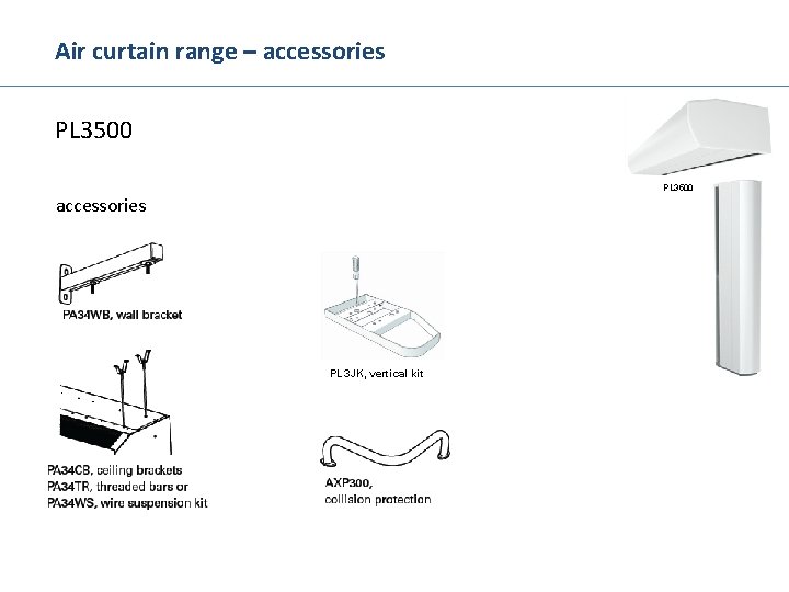 Air curtain range – accessories PL 3500 accessories PL 3 JK, vertical kit 