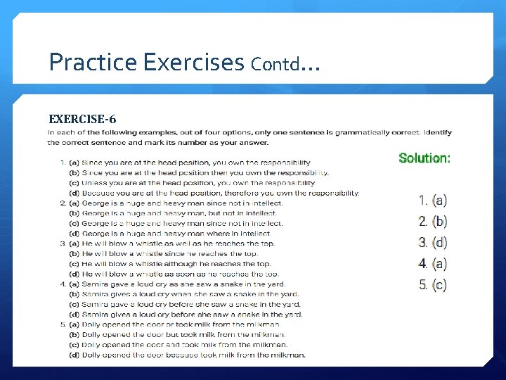 Practice Exercises Contd… EXERCISE-6 