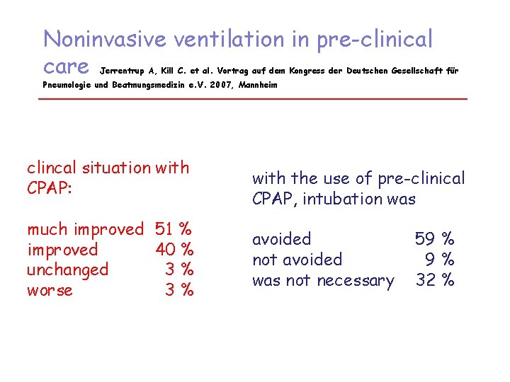 Noninvasive ventilation in pre-clinical care Jerrentrup A, Kill C. et al. Vortrag auf dem Noninvasive ventilation in pre-clinical care Jerrentrup A, Kill C. et al. Vortrag auf dem