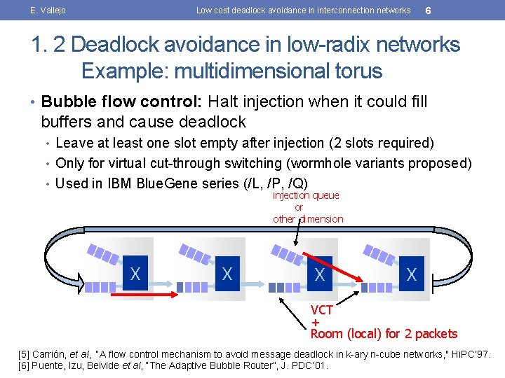 E. Vallejo Low cost deadlock avoidance in interconnection networks 6 1. 2 Deadlock avoidance