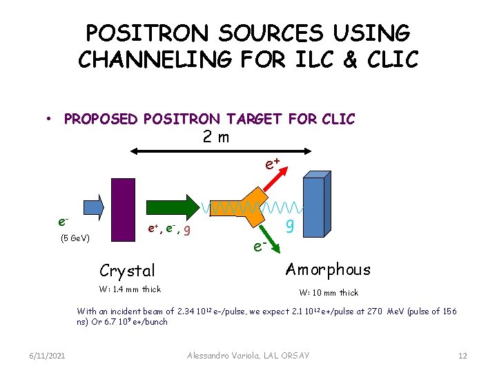 POSITRON SOURCES USING CHANNELING FOR ILC & CLIC • PROPOSED POSITRON TARGET FOR CLIC