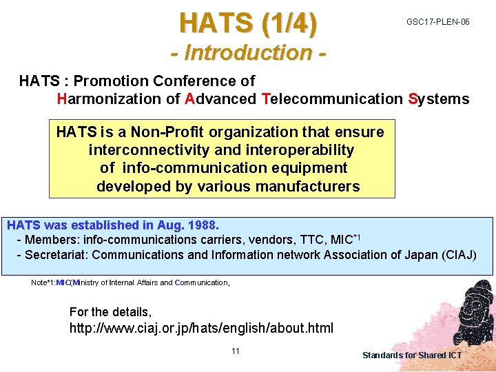 HATS (1/4) GSC 17 -PLEN-06 - Introduction HATS : Promotion Conference of Harmonization of