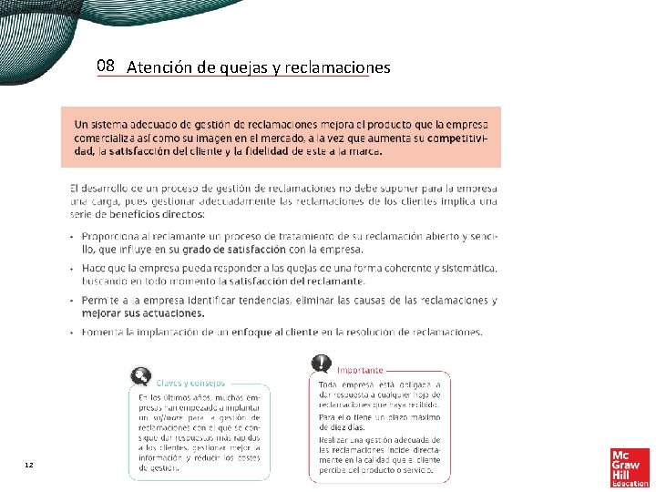 08 Atención de quejas y reclamaciones 12 