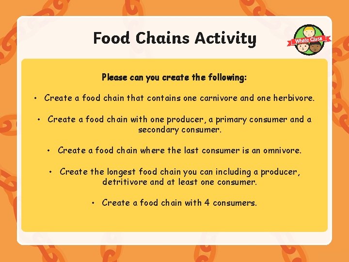 Food Chains Activity Please can you create the following: • Create a food chain