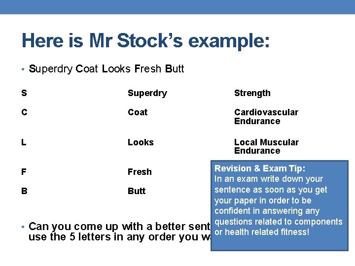 Here is Mr Stock’s example: • Superdry Coat Looks Fresh Butt S Superdry Strength