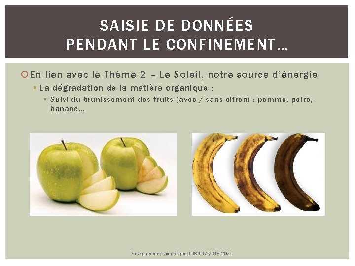 SAISIE DE DONNÉES PENDANT LE CONFINEMENT… En lien avec le Thème 2 – Le SAISIE DE DONNÉES PENDANT LE CONFINEMENT… En lien avec le Thème 2 – Le