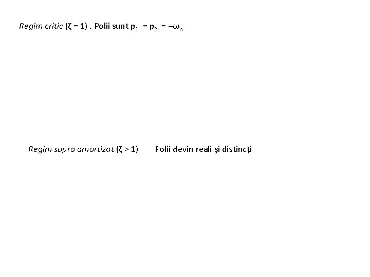 Regim critic (ζ = 1). Polii sunt p 1 = p 2 = −ωn