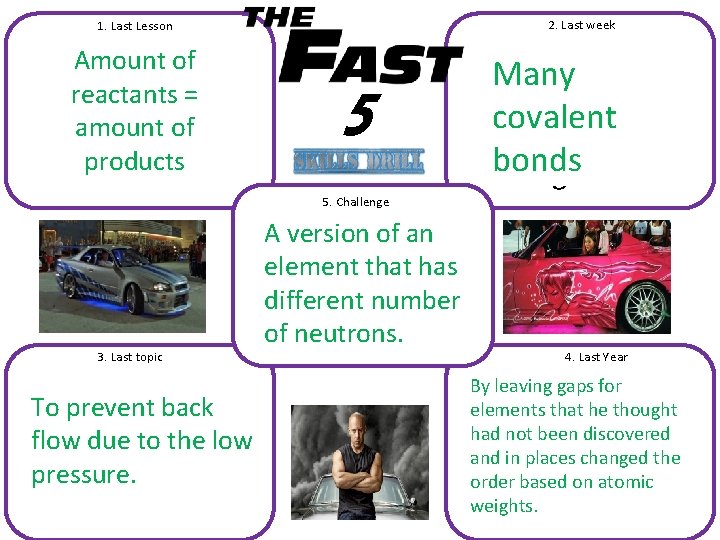 2. Last week 1. Last Lesson Amount of of What is the law reactants