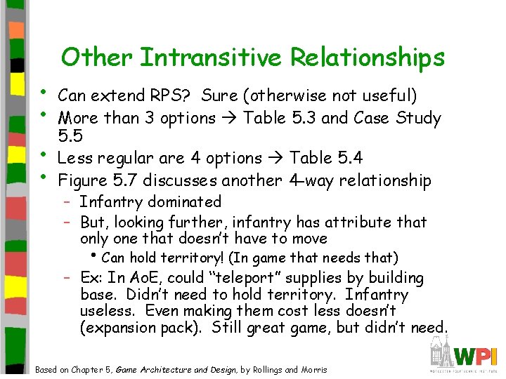  • • Other Intransitive Relationships Can extend RPS? Sure (otherwise not useful) More