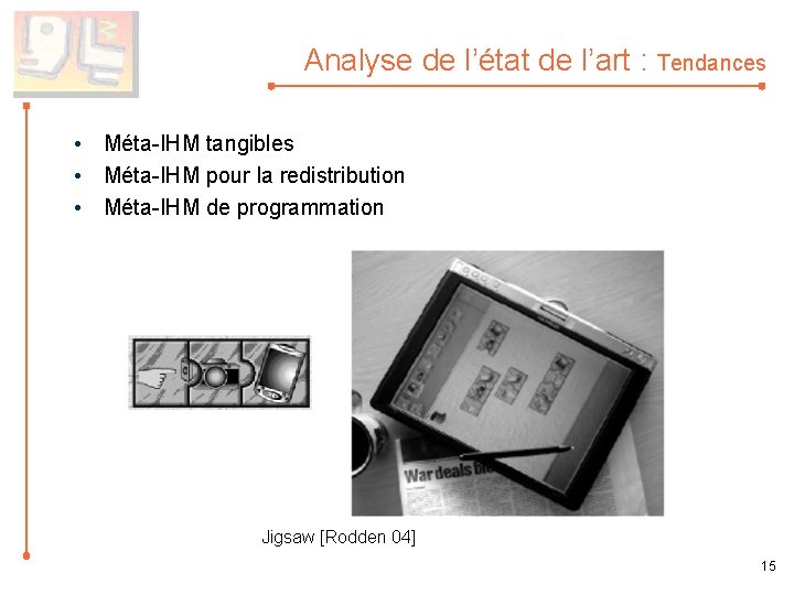 Analyse de l’état de l’art : Tendances • Méta-IHM tangibles • Méta-IHM pour la