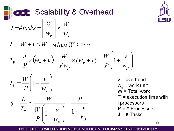 Scalability & Overhead when W >> v v = overhead wg = work unit Scalability & Overhead when W >> v v = overhead wg = work unit