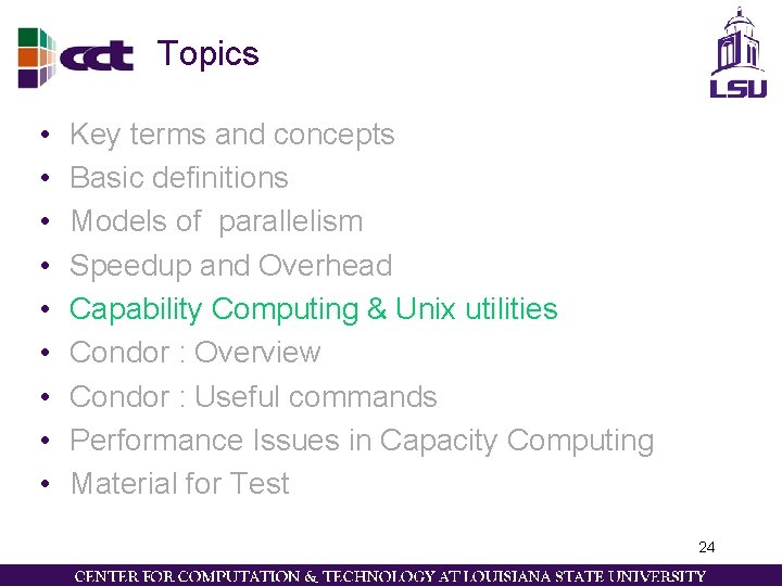 Topics • • • Key terms and concepts Basic definitions Models of parallelism Speedup Topics • • • Key terms and concepts Basic definitions Models of parallelism Speedup