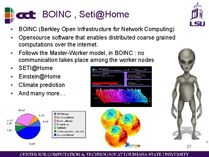 BOINC , Seti@Home • BOINC (Berkley Open Infrastructure for Network Computing) • Opensource software BOINC , Seti@Home • BOINC (Berkley Open Infrastructure for Network Computing) • Opensource software