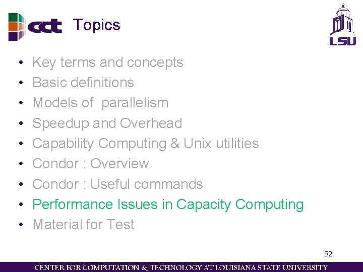 Topics • • • Key terms and concepts Basic definitions Models of parallelism Speedup Topics • • • Key terms and concepts Basic definitions Models of parallelism Speedup