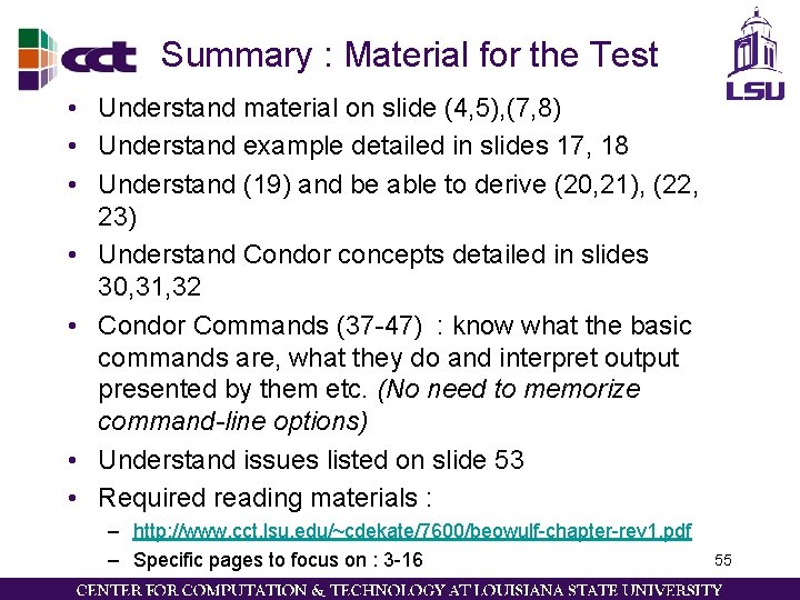 Summary : Material for the Test • Understand material on slide (4, 5), (7, Summary : Material for the Test • Understand material on slide (4, 5), (7,