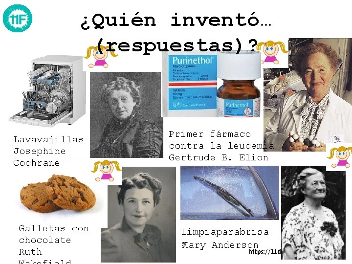 ¿Quién inventó… (respuestas)? Lavavajillas Josephine Cochrane Galletas con chocolate Ruth Primer fármaco contra la