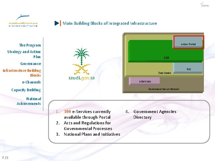 Home Main Building Blocks of Integrated Infrastructure The Program Strategy and Action Plan Governance