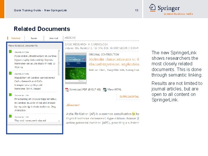 Quick Training Guide - New Springer. Link 13 Related Documents The new Springer. Link