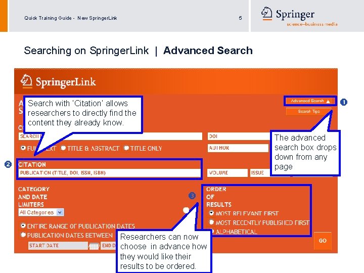 Quick Training Guide - New Springer. Link 5 Searching on Springer. Link | Advanced