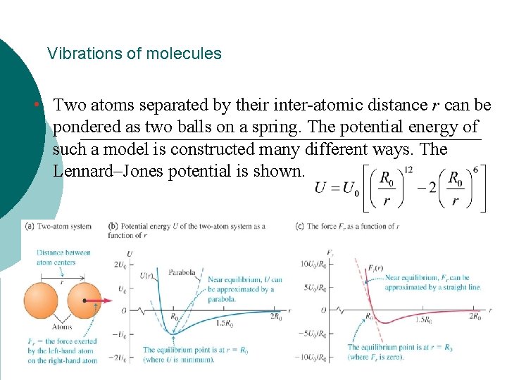 Vibrations of molecules • Two atoms separated by their inter-atomic distance r can be