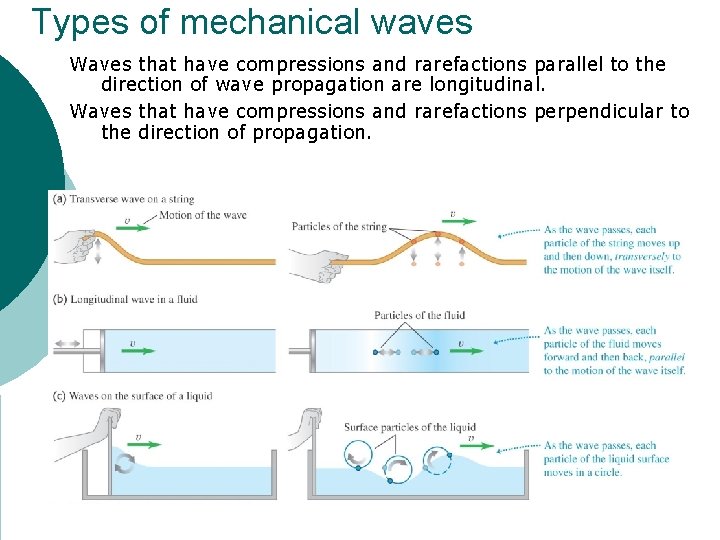 Types of mechanical waves Waves that have compressions and rarefactions parallel to the direction
