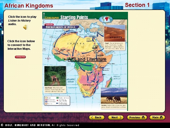 Section 1 African Kingdoms Click the icon to play Listen to History audio. Click