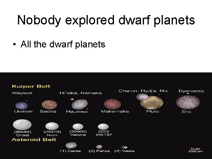 Nobody explored dwarf planets • All the dwarf planets 