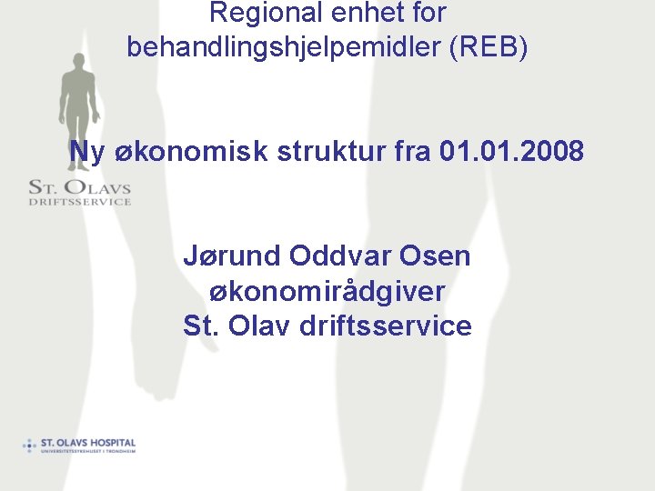 Regional enhet for behandlingshjelpemidler (REB) Ny økonomisk struktur fra 01. 2008 Jørund Oddvar Osen
