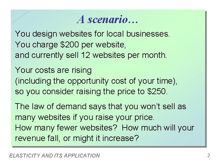 A scenario… You design websites for local businesses. You charge $200 per website, and