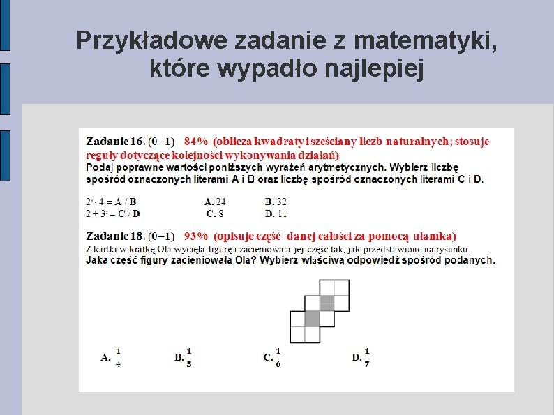 Przykładowe zadanie z matematyki, które wypadło najlepiej 