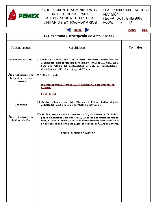 PROCEDIMIENTO ADMINISTRATIVO INSTITUCIONAL PARA AUTORIZACIÓN DE PRECIOS UNITARIOS EXTRAORDINARIOS CLAVE: 800 -18000 -PA-OP-25 REVISIÓN: