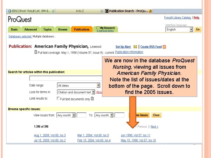 We are now in the database Pro. Quest Nursing, viewing all issues from American