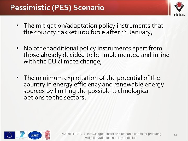 Pessimistic (PES) Scenario • The mitigation/adaptation policy instruments that the country has set into