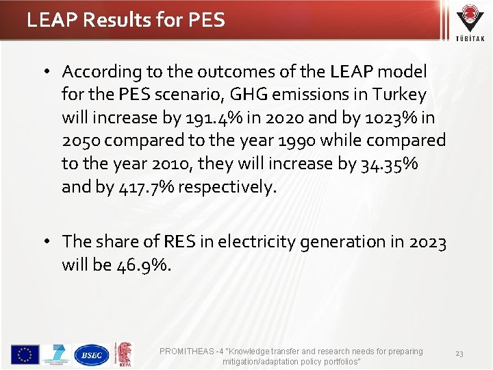 LEAP Results for PES • According to the outcomes of the LEAP model for