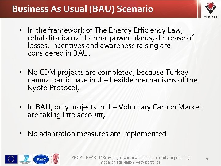 Business As Usual (BAU) Scenario • In the framework of The Energy Efficiency Law,