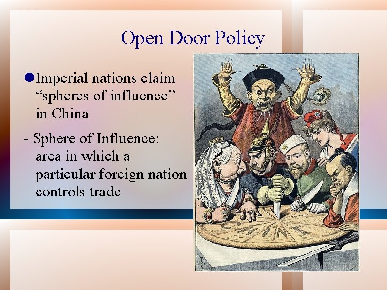 Open Door Policy Imperial nations claim “spheres of influence” in China - Sphere of